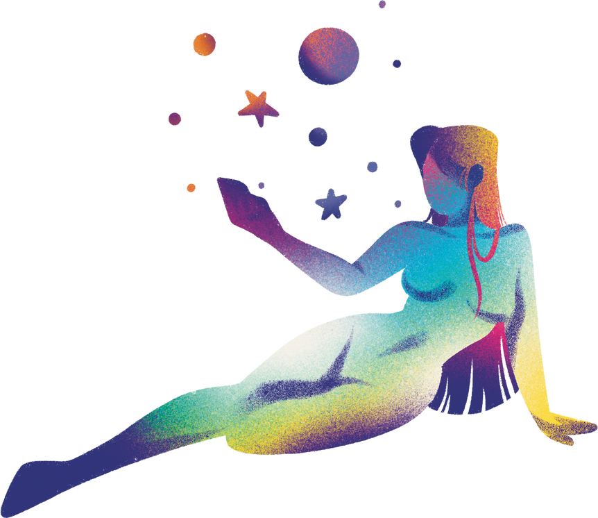 Grainy Gradient Celestial Woman with Stars