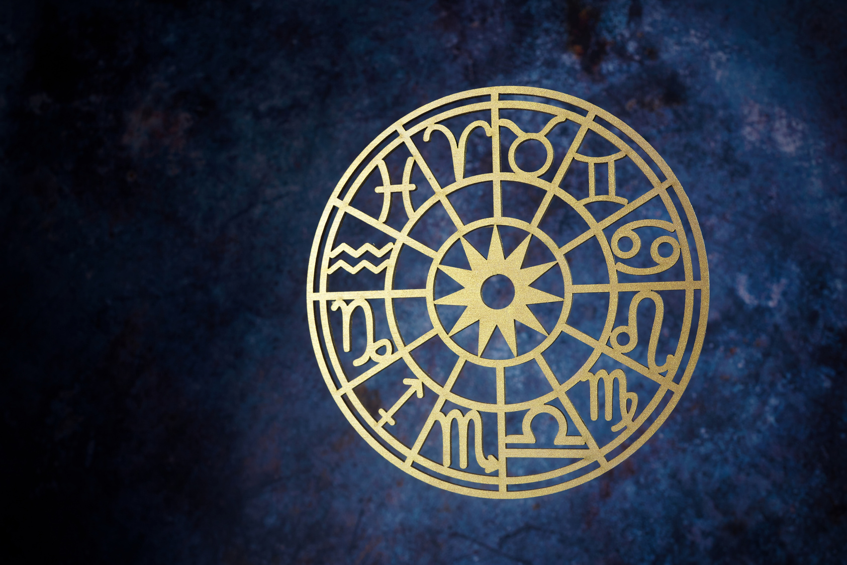 Zodiac signs horoscope circle on dark background. Astrology background.